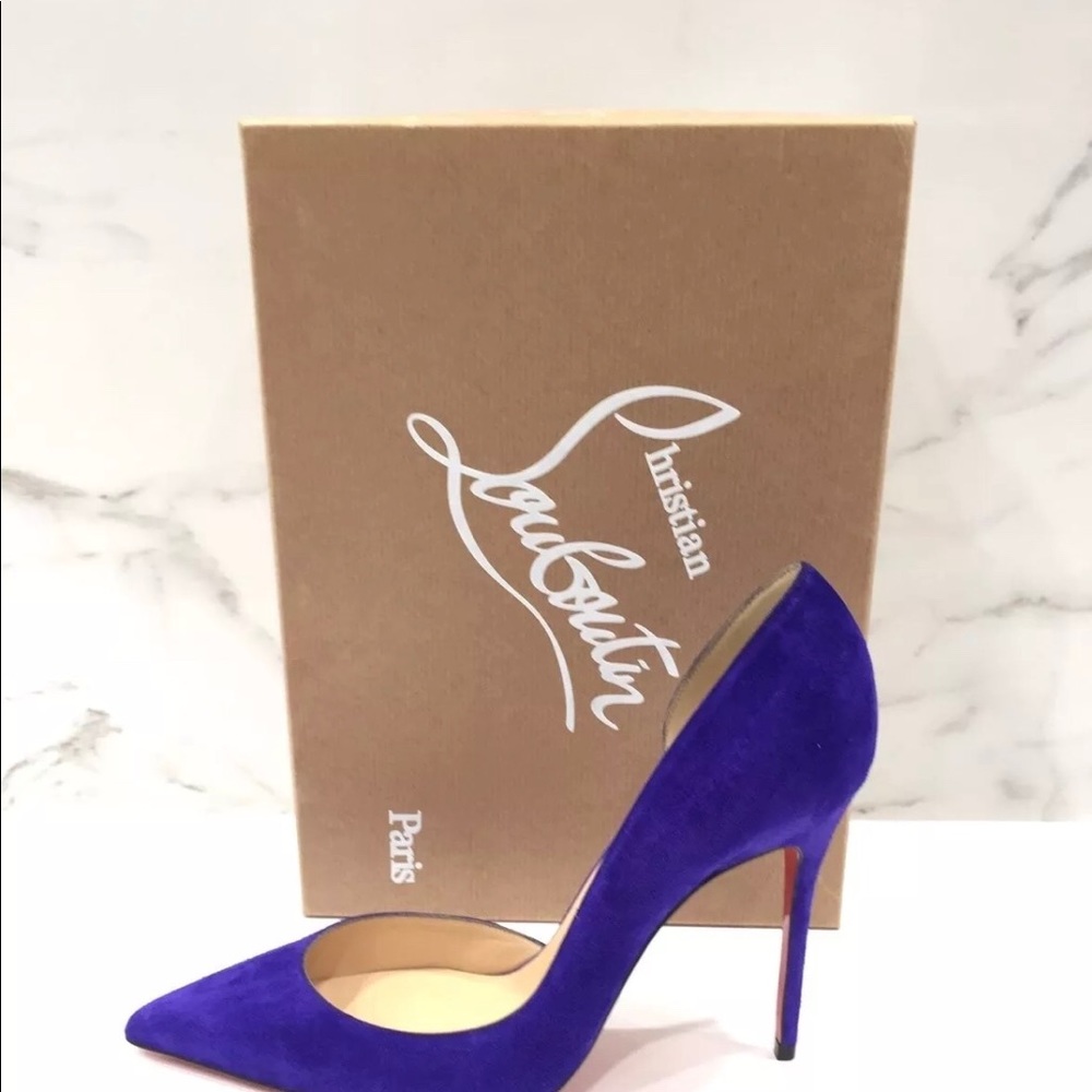 CHRISTIAN LOUBOUTIN Iriza 100 Veau Velours Purple - Picture 4 of 5